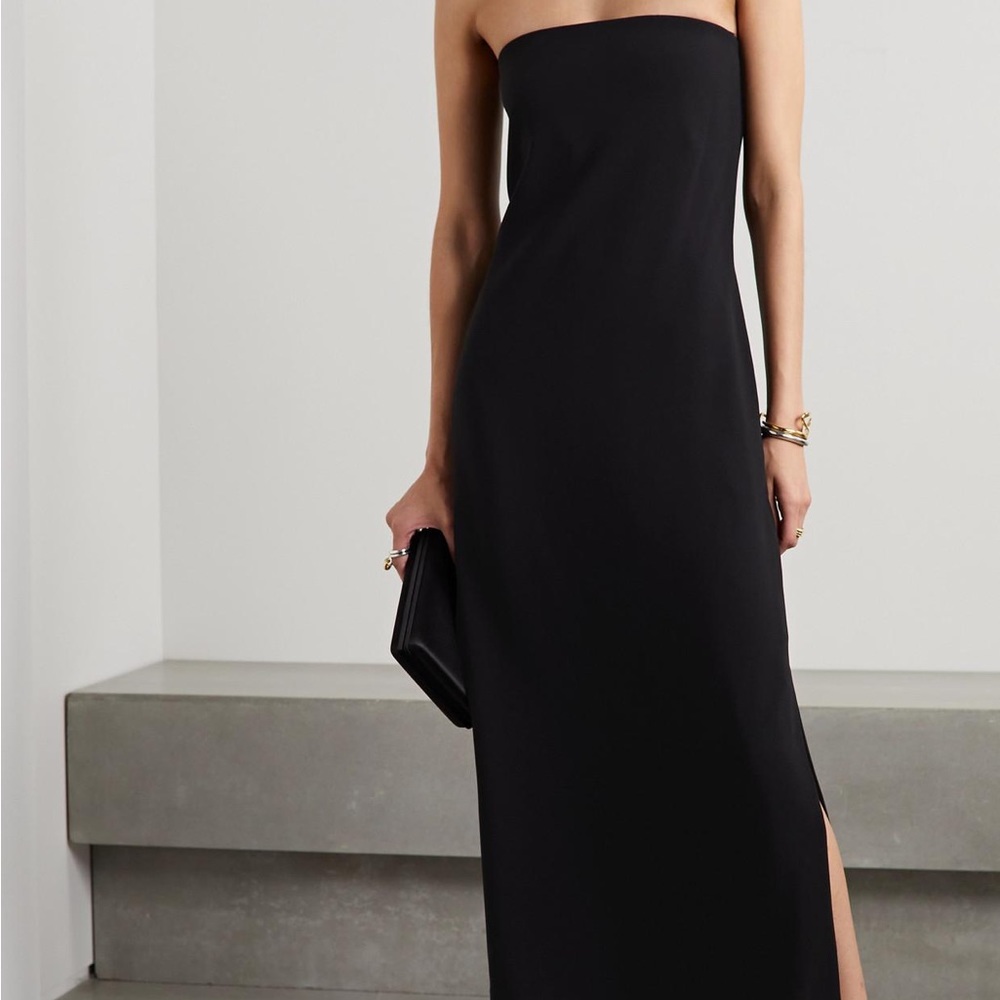 Theory Strapless Crepe Midi Dress
